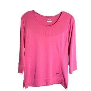 Fila Athletic Top Women Medium Pink Polyester Spandex Sporty 3/4 Atheletic